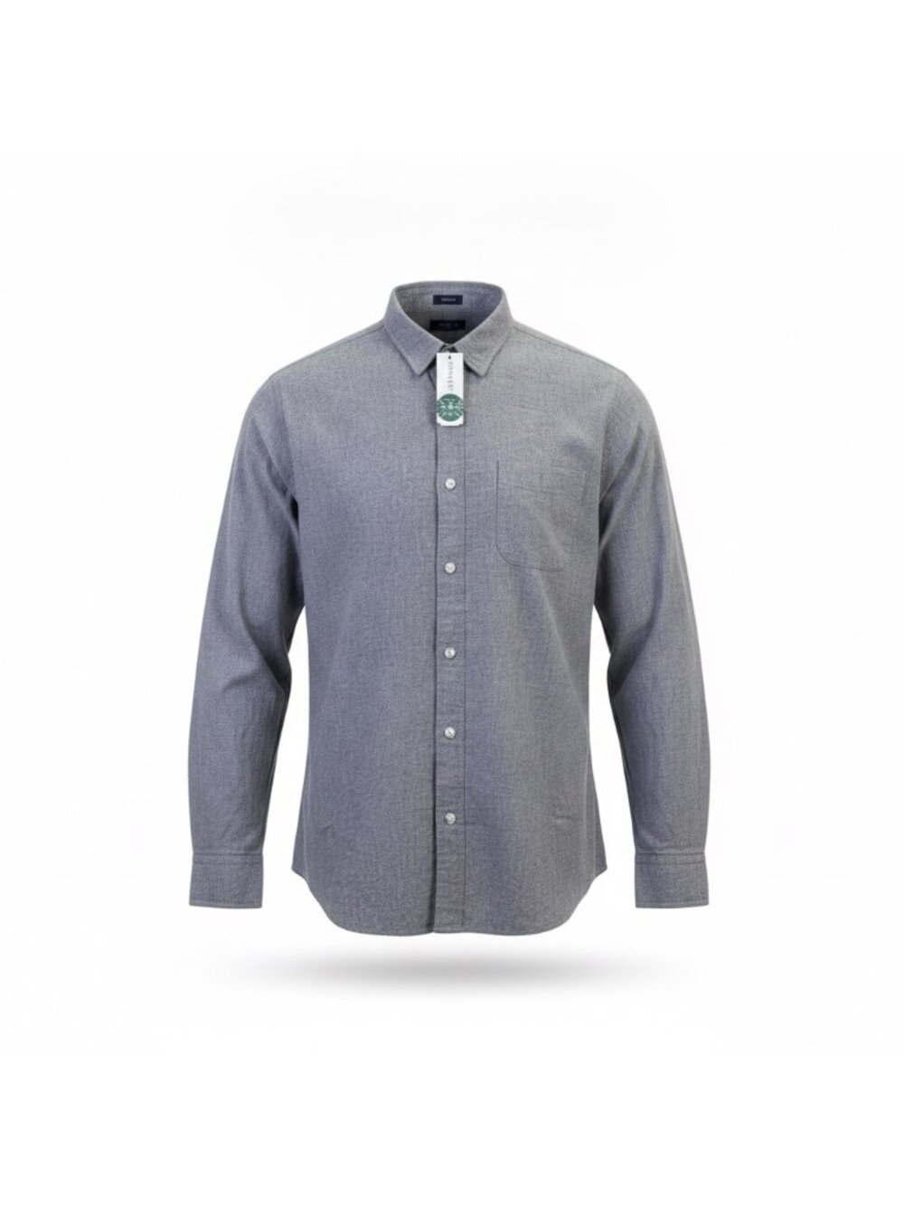 Even Tide Mens Gray Cotton Long Sleeve Button-Up Shirt Size L